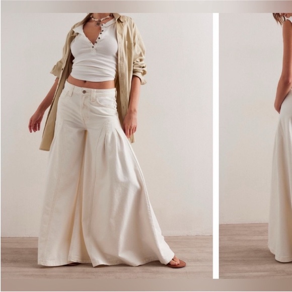 NWOT Free People We The Free Pandora Wide-Leg Jeans - heavenly ivory - 25 - Picture 3 of 11
